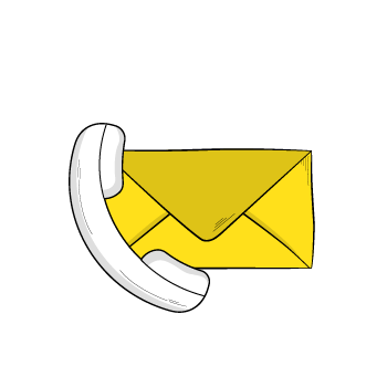 Contact us email format - Simple line drawing of an envelope with a phone next to it