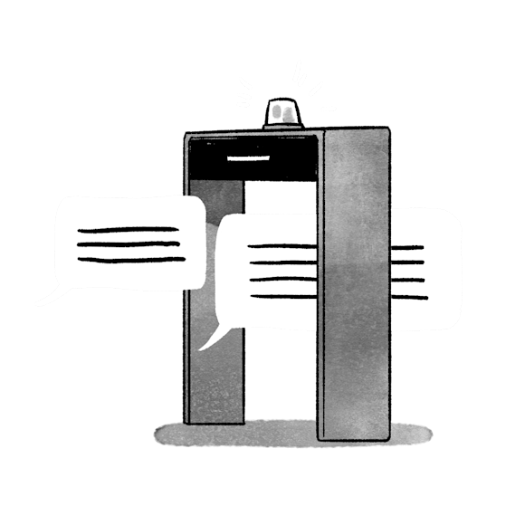 sms messages going through “security metal detector”