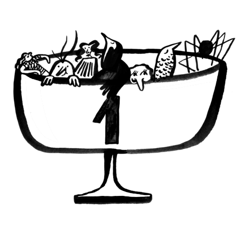 A trophy full of numerous characters and creatures