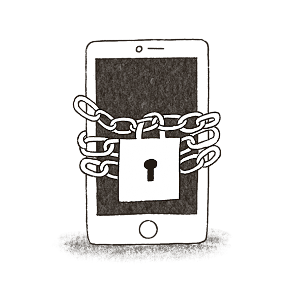 Phone wrapped in a chain and lock