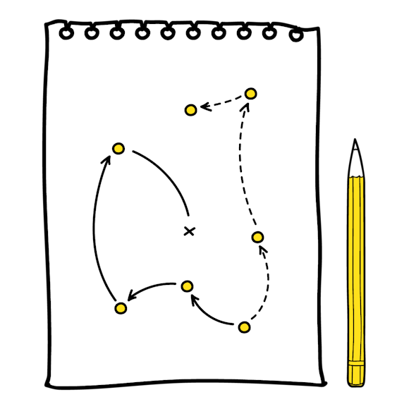 notebook paper with a game drawn on it with a pencil next to it