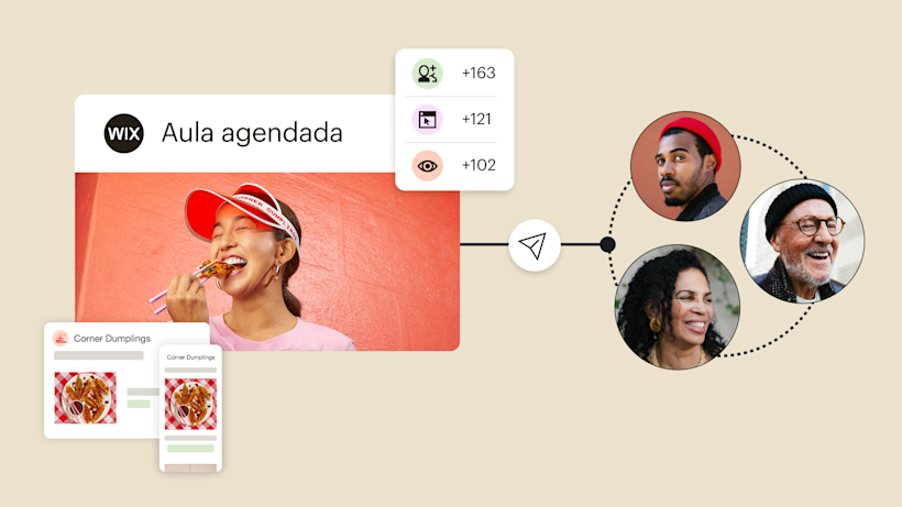 Notificação mostrando a mensagem "Aula reservada" acima de uma imagem de uma mulher usando uma viseira vermelha.