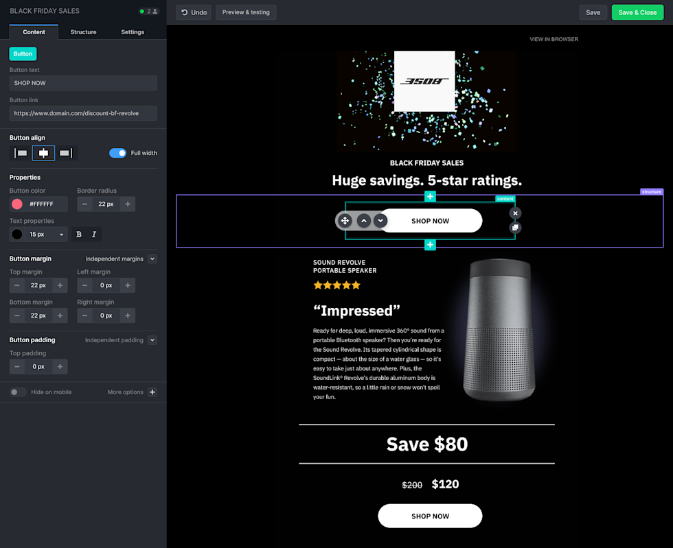 Image of Content settings in TOPOL.io editor
