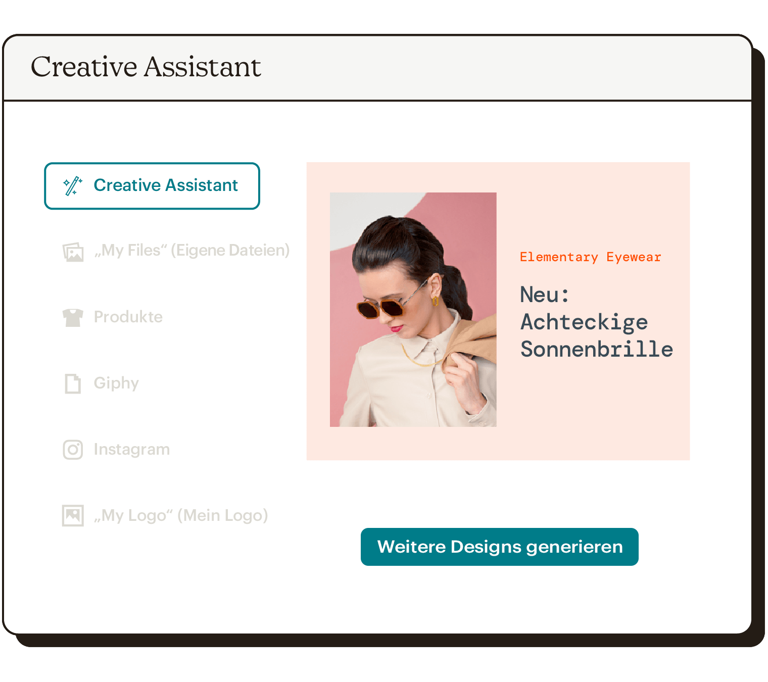 Beispiel für den Entwurf einer Werbeanzeige, die vom Creative Assistant für ein neues Produkt generiert wurde.