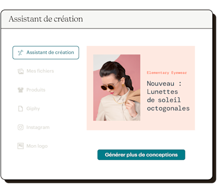 Exemple de conception d'annonce pour un nouveau produit, générée par l'assistant de création.
