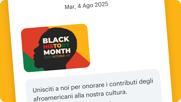 Un esempio di messaggio SMS stagionale di Mailchimp che mette in evidenza le promozioni legate al Black History Month.