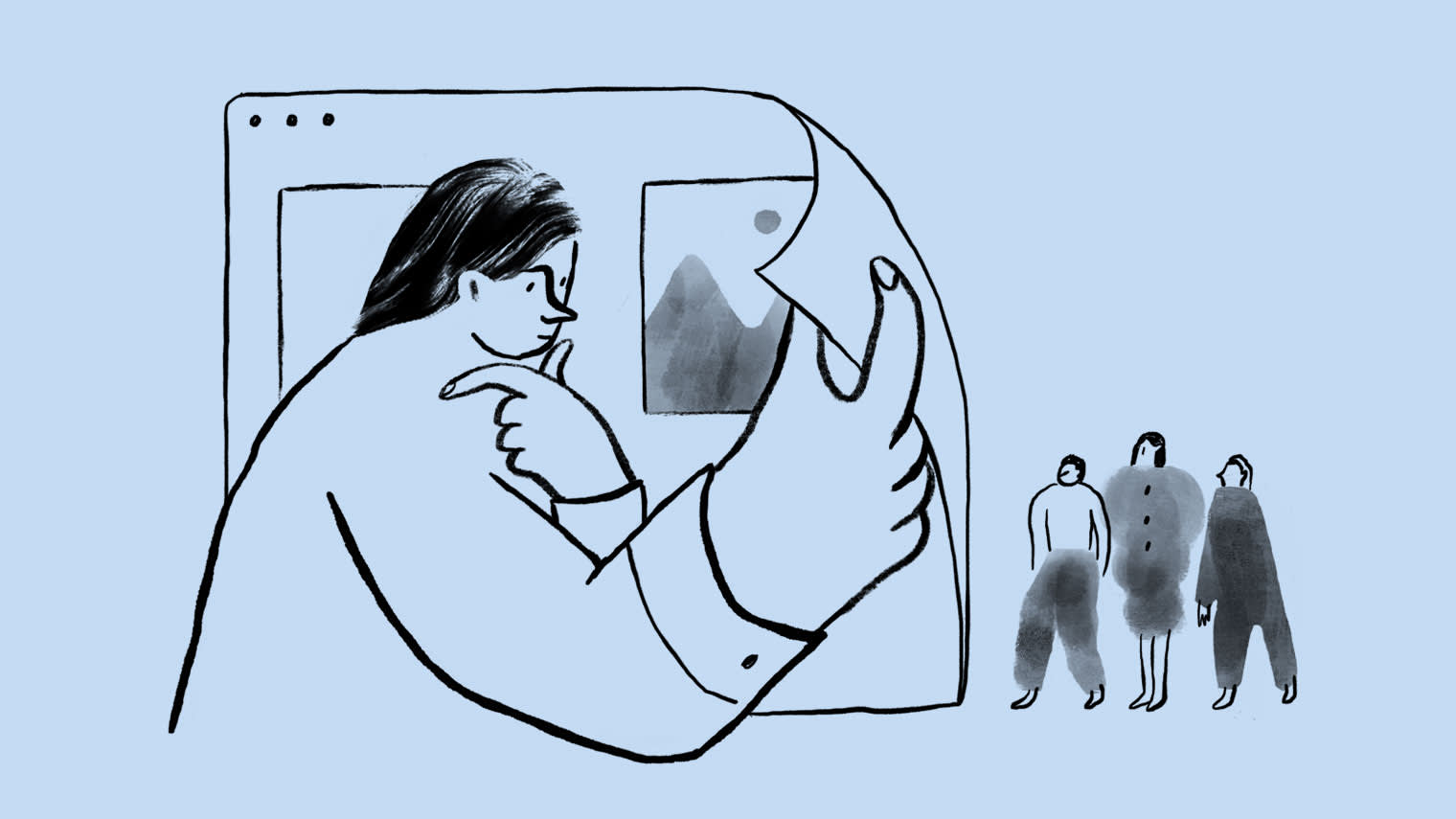 Illustration of a person looking at a landing page