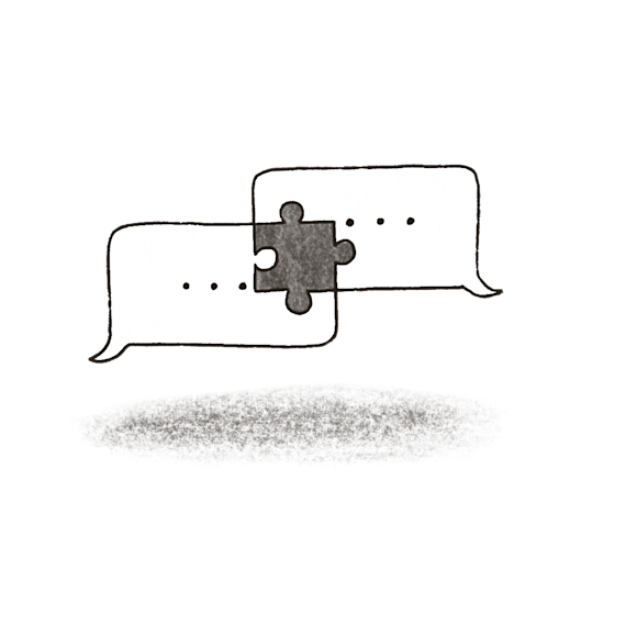 Text bubbles connected with puzzle piece