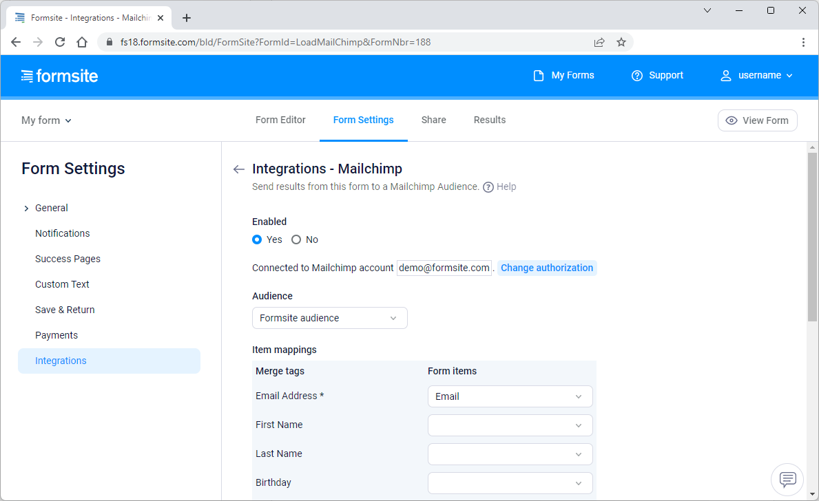 Formsite Online Form Builder | Mailchimp