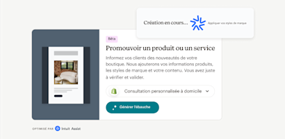 Exemple d'Intuit Assist générant un e-mail pour promouvoir un produit ou un service
