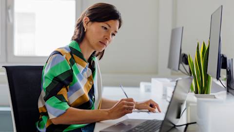 woman working on computer