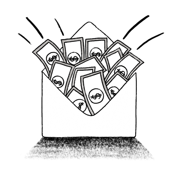 envelope with dollar bills