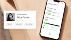 The Mailchimp app with detailed audience metrics, like open and click rate, next to a customer profile card.