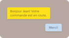 Image d’une interface utilisateur abstraite flottante de SMS, illustrant comment les utilisateurs peuvent accroître l’engagement et la fidélisation des clients grâce aux SMS transactionnels.