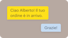 Immagine che mostra un'interfaccia utente astratta mobile dei messaggi di testo, dimostrando come gli utenti possono aumentare le interazioni e la fidelizzazione dei clienti con gli SMS transazionali.