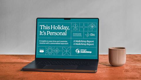 Laptop with green cover of This Holiday, It’s Personal report on screen 