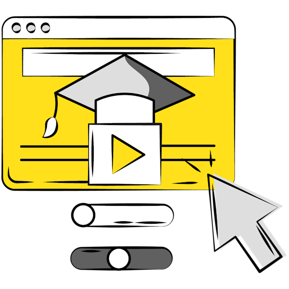 small business course - Stylized illustration of a website interface with toggle switches and navigation elements 