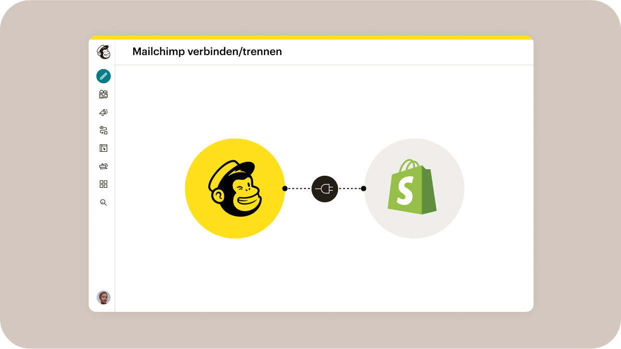 Integrations-Dashboard von Intuit Mailchimp, womit Vermarktende Mailchimp mit Shopify verbinden oder trennen können.