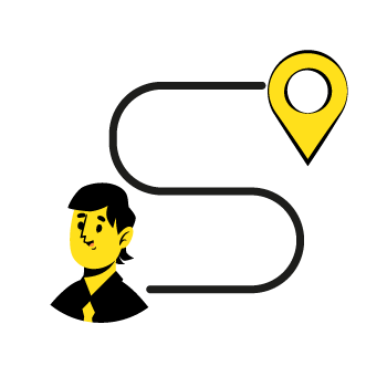 crm works best - Simple line art illustration showing five yellow circular faces connected by black curved lines in a horizontal arrangement