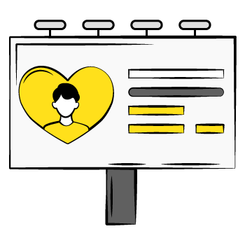 advertising strategy - illustration of a billboard displaying a human profile 