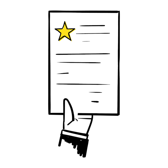 terms of service template - line drawing of a document or paper with a star at the top 