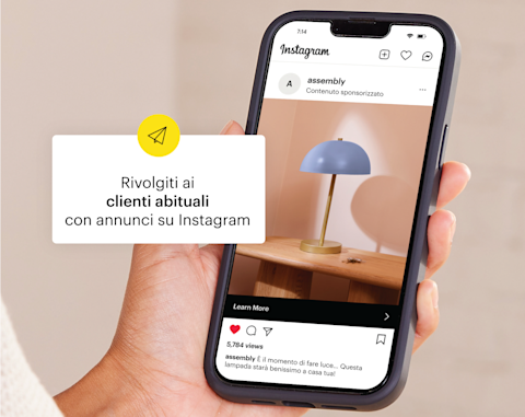 Un annuncio Instagram rivolto ai clienti abituali di un’azienda tramite Mailchimp.