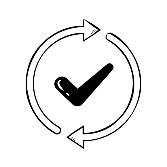 webhooks - Black check mark icon inside a circular arrow path 