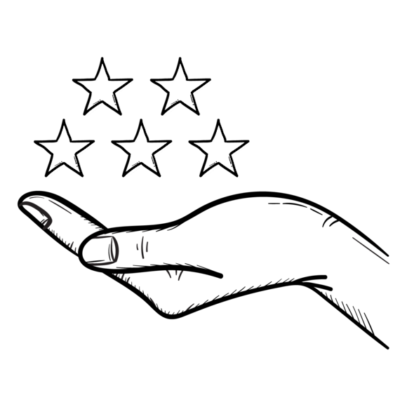 hand holding 5 stars