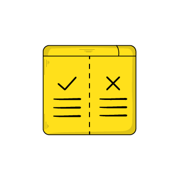direct marketing mistakes - Illustration of a page with a check mark on one side and an x on the other