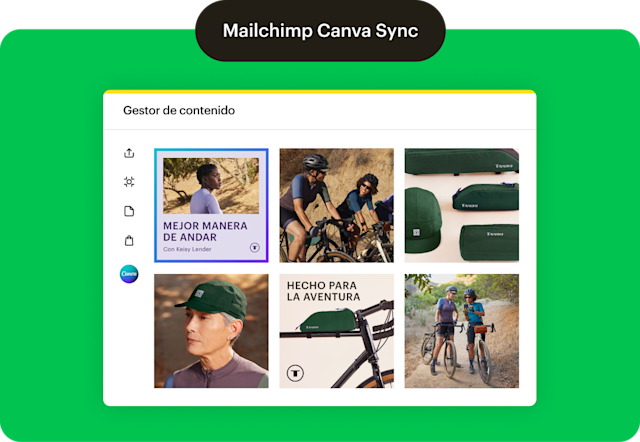 Tandu sincroniza toda su biblioteca de Canva con el gestor de contenido de Mailchimp para crear campañas usando el editor de arrastrar y soltar.