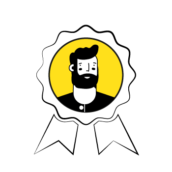 find new customers - Simple black and white cartoon illustration on a ribbon