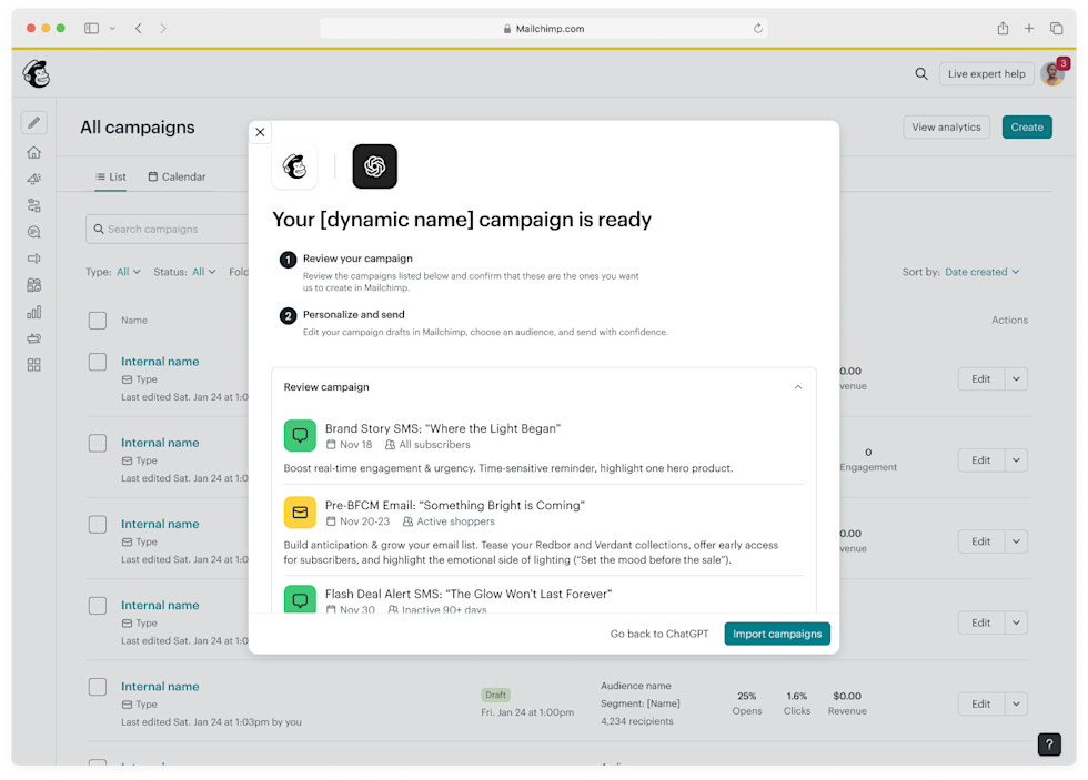 Mailchimp x ChatGPT  Campaign