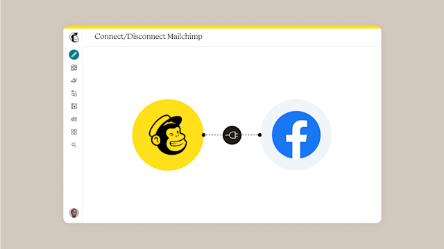 Mailchimp and Meta logos connected by a plug icon showing the Meta Lead Ads and Mailchimp integration.
