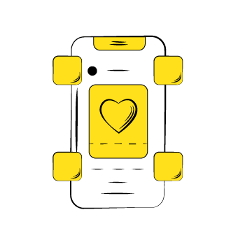 instagram recommended sizes - illustration of a mobile phone with a heart icon on screen