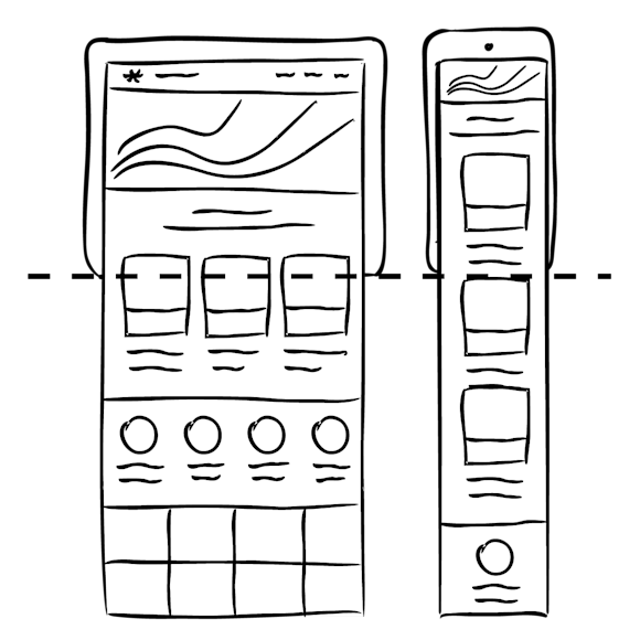 A website on a computer screen vs. phone graphic