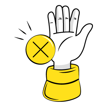 buy an expired domain - illustration of a hand reaching up in a stop motion and an x mark symbol in front of it