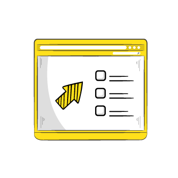 boost seo - Yellow browser window with checklist and upward pointing arrow icon