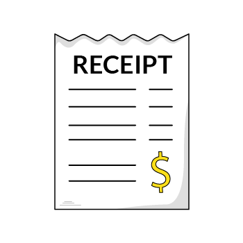 transactional email - Simple line drawing showing a receipt with a dollar signs
