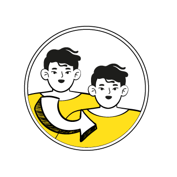 users trust referrals - Simple line drawing sequence showing a person's head rotating from left to right in a circular frame