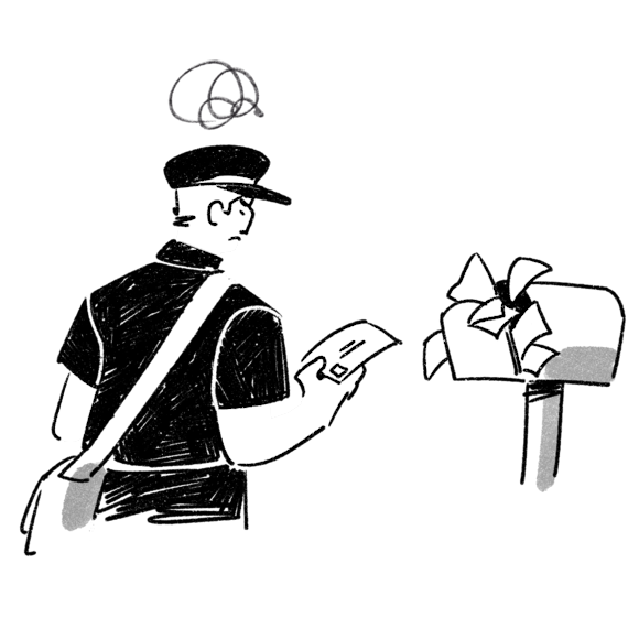 Postal worker delivering mail