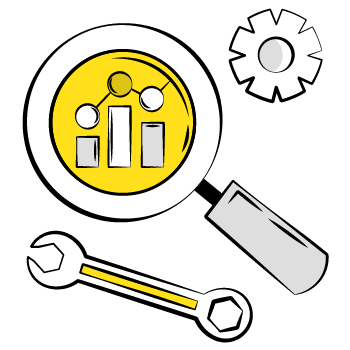 fix 404 page - illustration of a magnifying glass and wrench