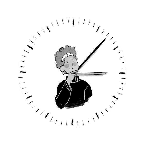 Woman on an analog clock