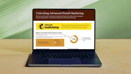 Laptop screen showcasing 'Unlocking Advanced Email Marketing' Checklist