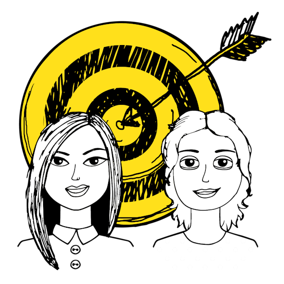 bullseye and arrow with two customers