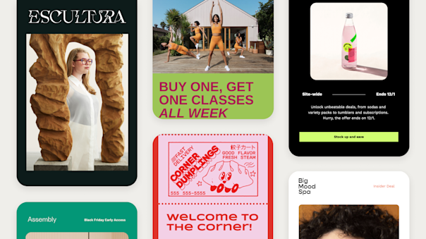 A tiled assortment of email templates.