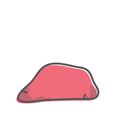 Pink triangular shape with black outline and dotted pattern at the bottom edge