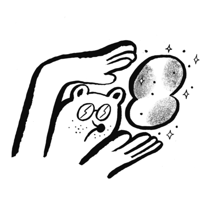 Bear magician with glittery cloud