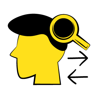 psychology in marketing - profile silhouette with a magnifying glass