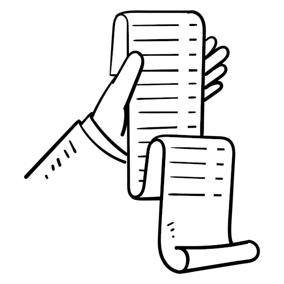 hand holding a long list