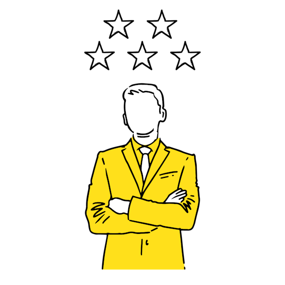 entrepreneur with 5 stars above head